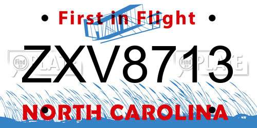 ZXV8713 North Carolina License Plate