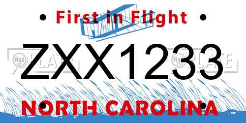 ZXX1233 North Carolina License Plate