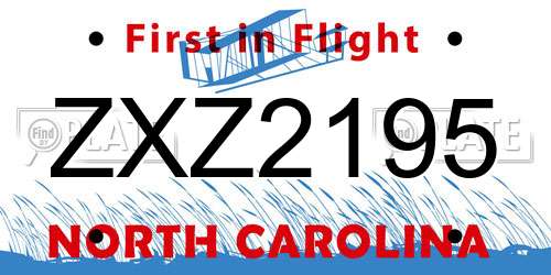 ZXZ2195 North Carolina License Plate