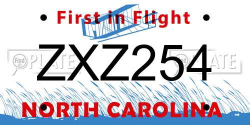 ZXZ254 North Carolina License Plate