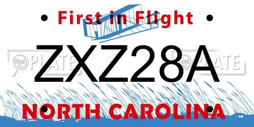 ZXZ28A North Carolina License Plate