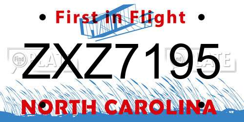 ZXZ7195 North Carolina License Plate