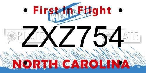 ZXZ754 North Carolina License Plate