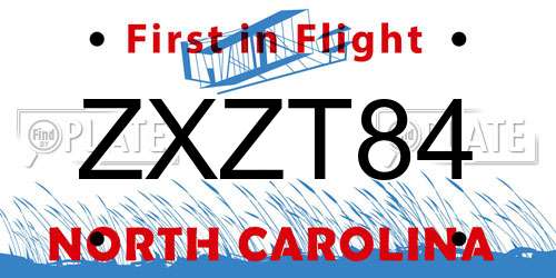 ZXZT84 North Carolina License Plate