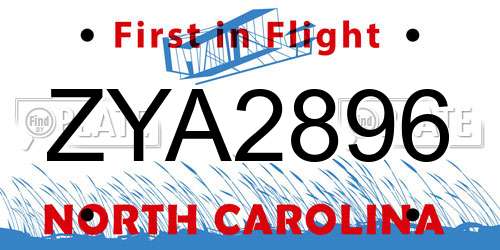ZYA2896 North Carolina License Plate