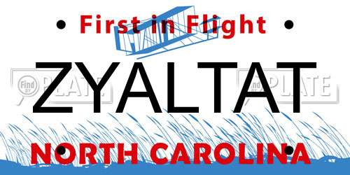 ZYALTAT North Carolina License Plate