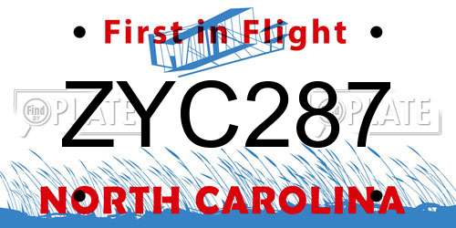 ZYC287 North Carolina License Plate