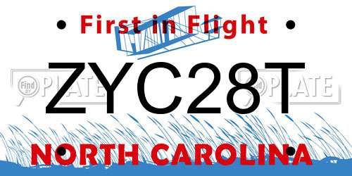 ZYC28T North Carolina License Plate