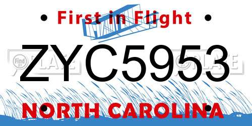 ZYC5953 North Carolina License Plate