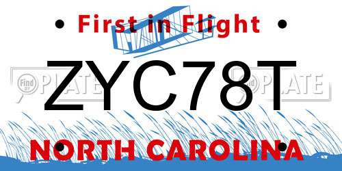 ZYC78T North Carolina License Plate