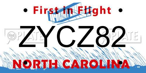 ZYCZ82 North Carolina License Plate