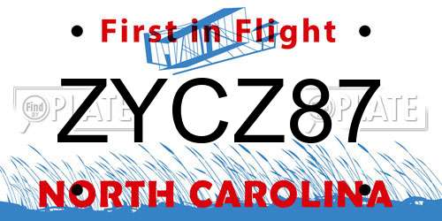 ZYCZ87 North Carolina License Plate
