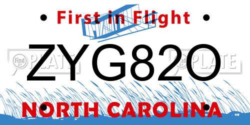 ZYG82O North Carolina License Plate