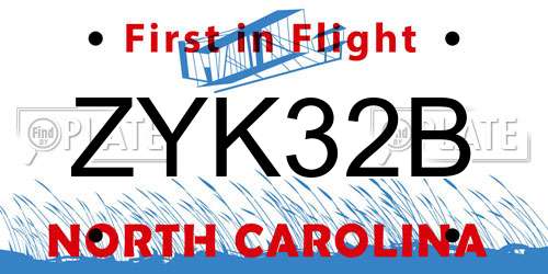 ZYK32B North Carolina License Plate