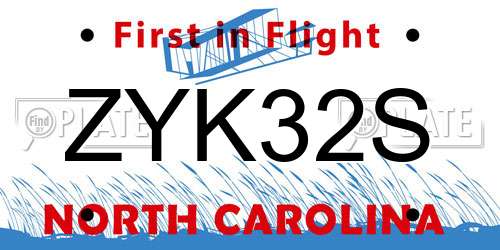 ZYK32S North Carolina License Plate