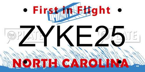 ZYKE25 North Carolina License Plate