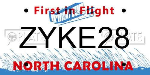 ZYKE28 North Carolina License Plate