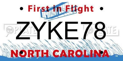 ZYKE78 North Carolina License Plate