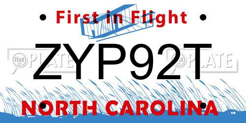 ZYP92T North Carolina License Plate
