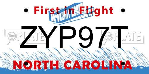 ZYP97T North Carolina License Plate