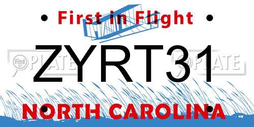 ZYRT31 North Carolina License Plate