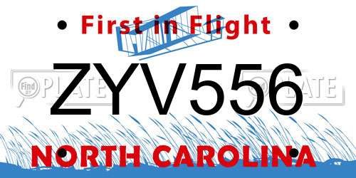 ZYV556 North Carolina License Plate