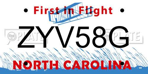 ZYV58G North Carolina License Plate