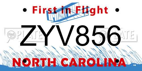 ZYV856 North Carolina License Plate