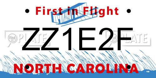 ZZ1E2F North Carolina License Plate