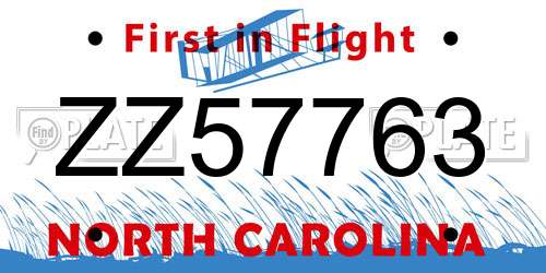ZZ57763 North Carolina License Plate