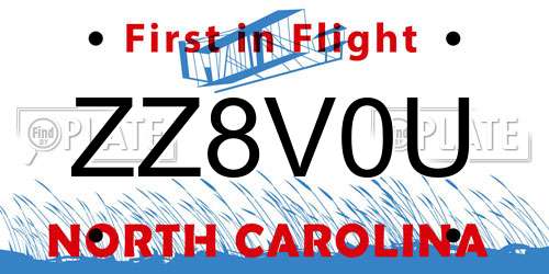 ZZ8V0U North Carolina License Plate