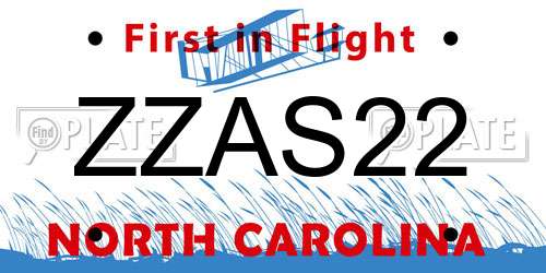 ZZAS22 North Carolina License Plate