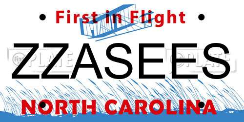 ZZASEES North Carolina License Plate