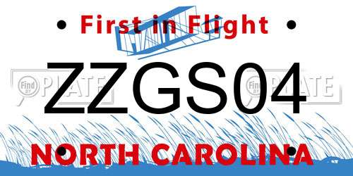 ZZGS04 North Carolina License Plate