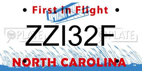ZZI32F North Carolina License Plate