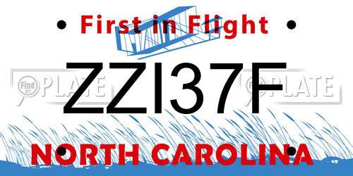 ZZI37F North Carolina License Plate