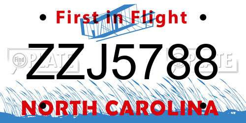 ZZJ5788 North Carolina License Plate