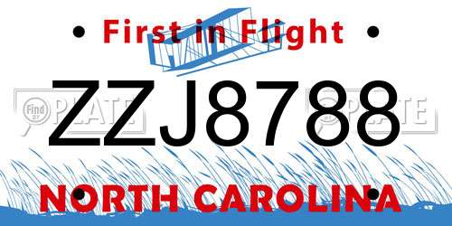 ZZJ8788 North Carolina License Plate