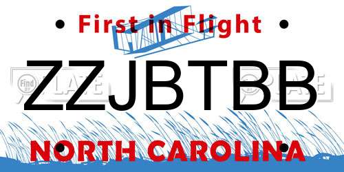 ZZJBTBB North Carolina License Plate