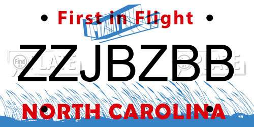 ZZJBZBB North Carolina License Plate