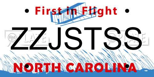 ZZJSTSS North Carolina License Plate