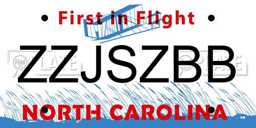 ZZJSZBB North Carolina License Plate