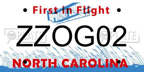 ZZOG02 North Carolina License Plate