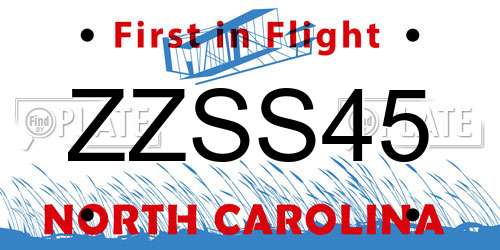 ZZSS45 North Carolina License Plate