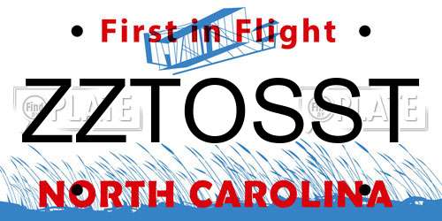 ZZTOSST North Carolina License Plate