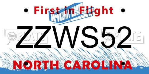 ZZWS52 North Carolina License Plate