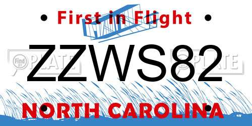 ZZWS82 North Carolina License Plate