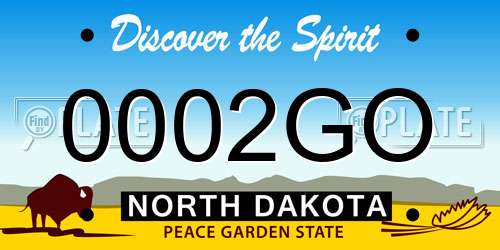 0002GO North Dakota License Plate