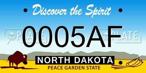 0005AF North Dakota License Plate