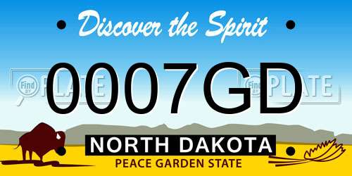 0007GD North Dakota License Plate